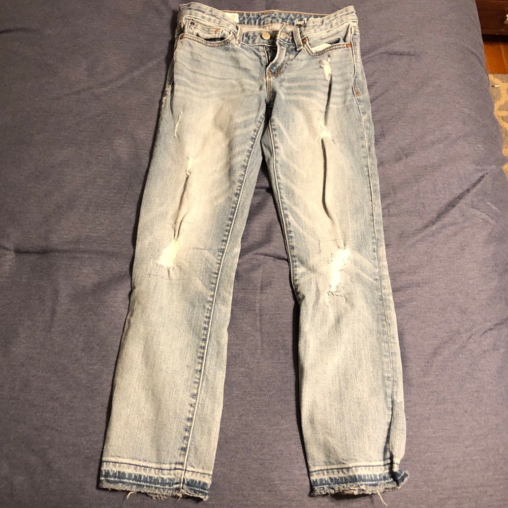 Gap Real Straight light wash distressed jeans
